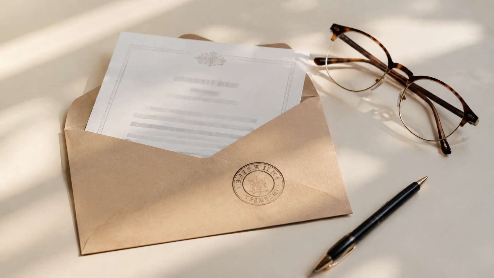 Officielt brev med kommunal afgørelse på et bord